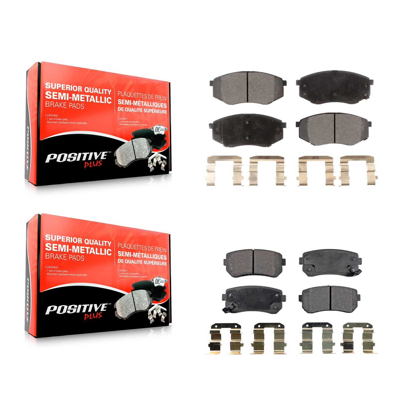 [Avant + Arrière] Kit de plaquette (semi-métallique) de frein pour Hyundai Tucson Kia Sportage FWD KPF-100190