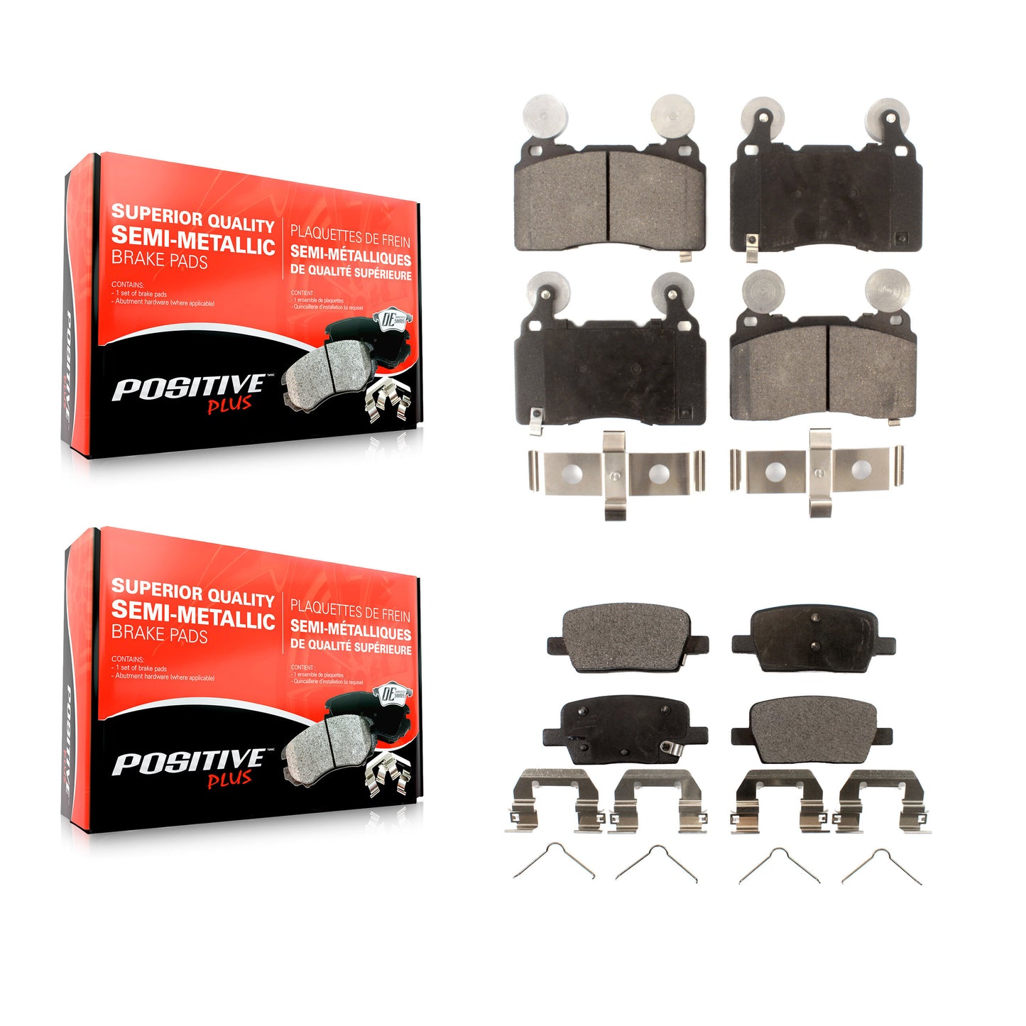 [Avant + Arrière] Kit de plaquette (semi-métallique) de frein pour 2016-2020 Cadillac CT6 avec 345mm Diameter Rotor KPF-100199