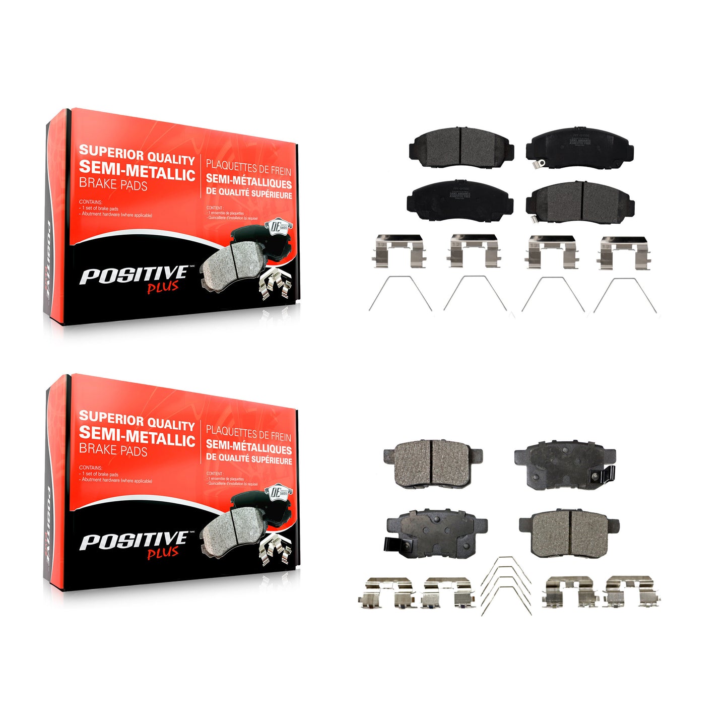 [Avant + Arrière] Kit de plaquette (semi-métallique) de frein pour Honda Accord Acura TSX KPF-100203