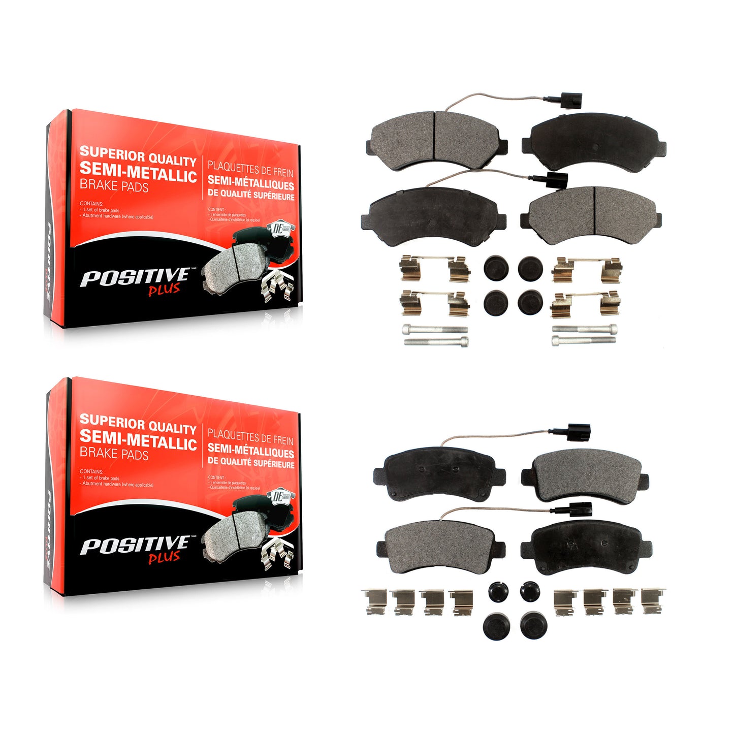 [Avant + Arrière] Kit de plaquette (semi-métallique) de frein pour Ram ProMaster 1500 2500 3500 KPF-100218