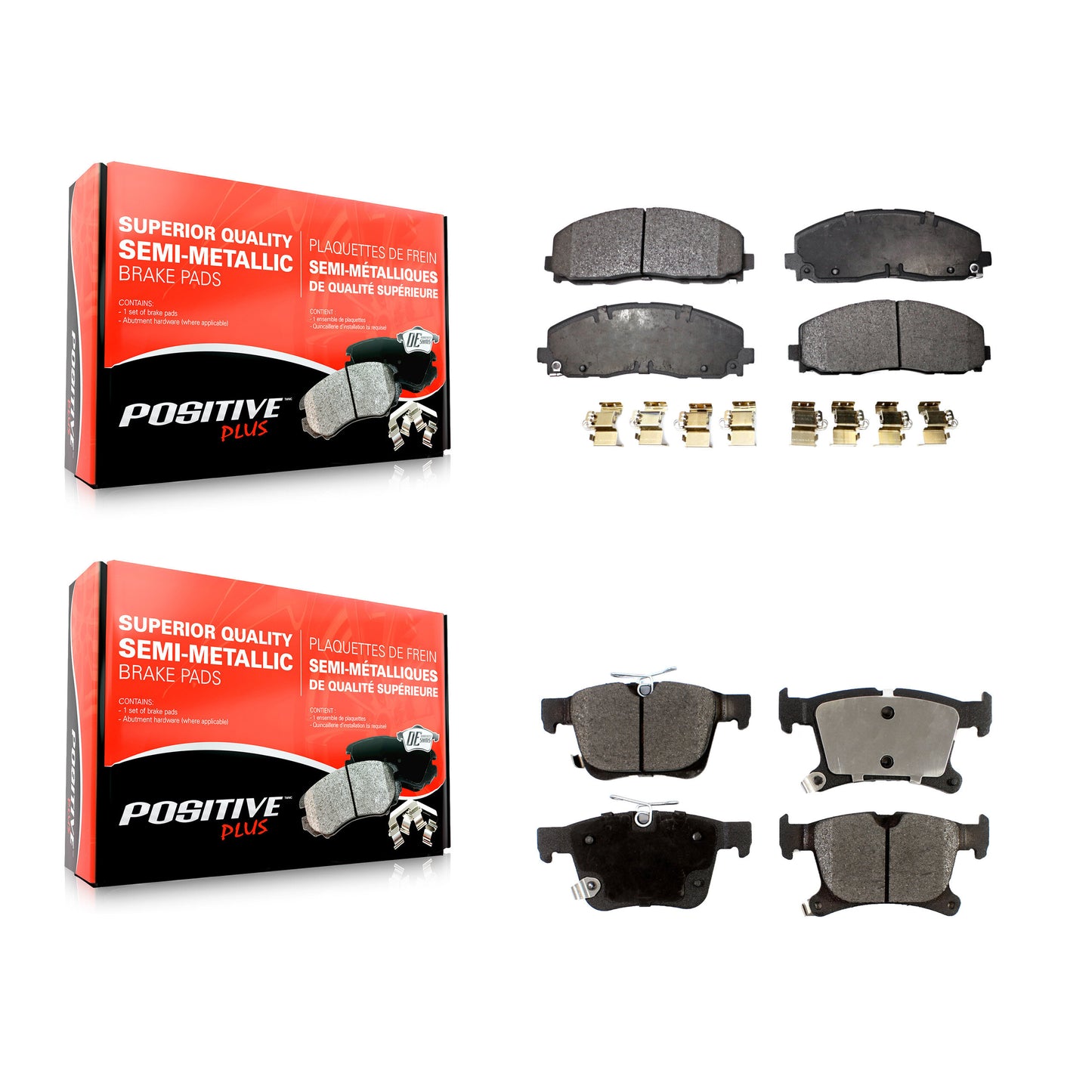 [Avant + Arrière] Kit de plaquette (semi-métallique) de frein pour Chrysler Pacifica Voyager Grand Caravan KPF-100233
