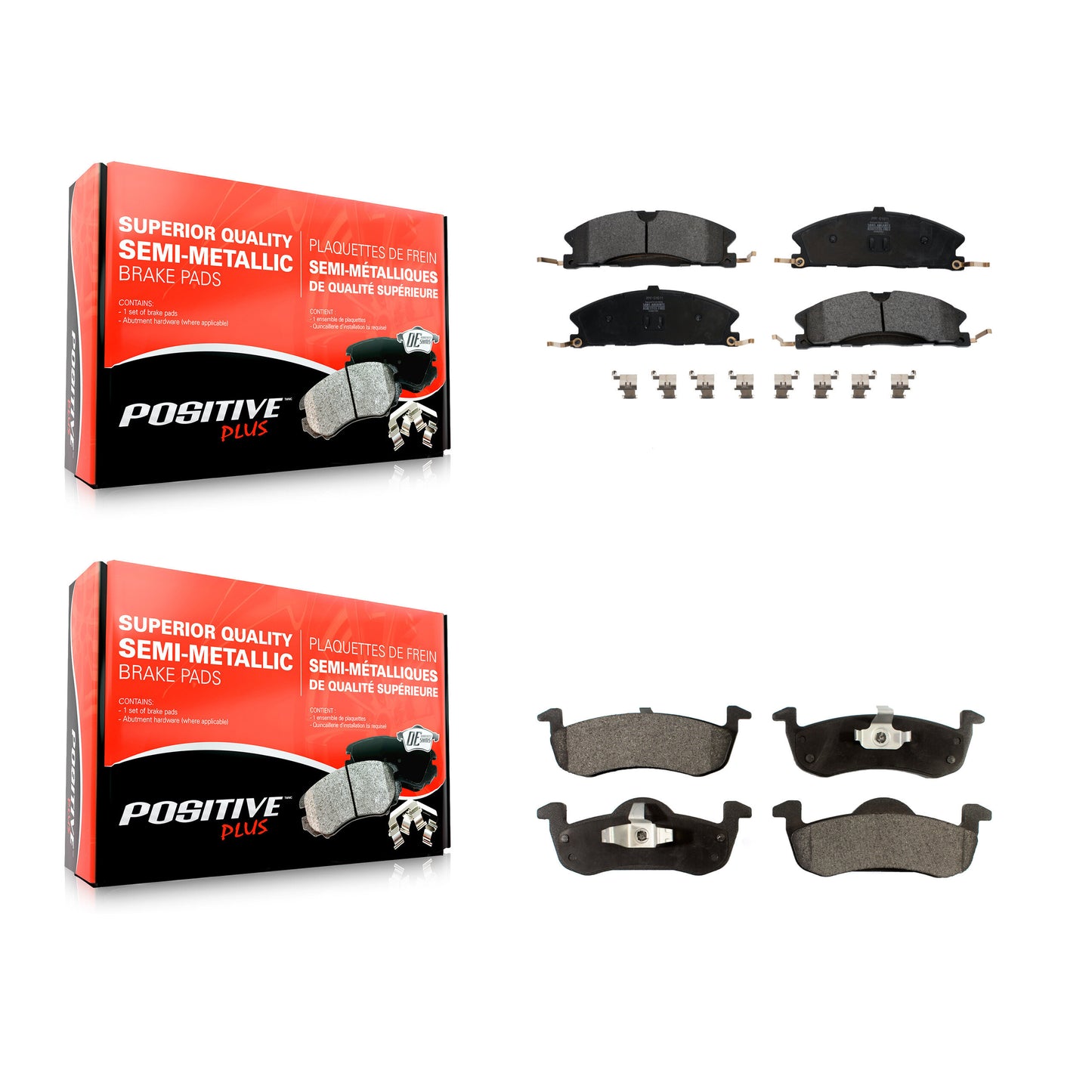 [Avant + Arrière] Kit de plaquette (semi-métallique) de frein pour 2017-2019 Lincoln MKT avec Vented Rotors KPF-100237