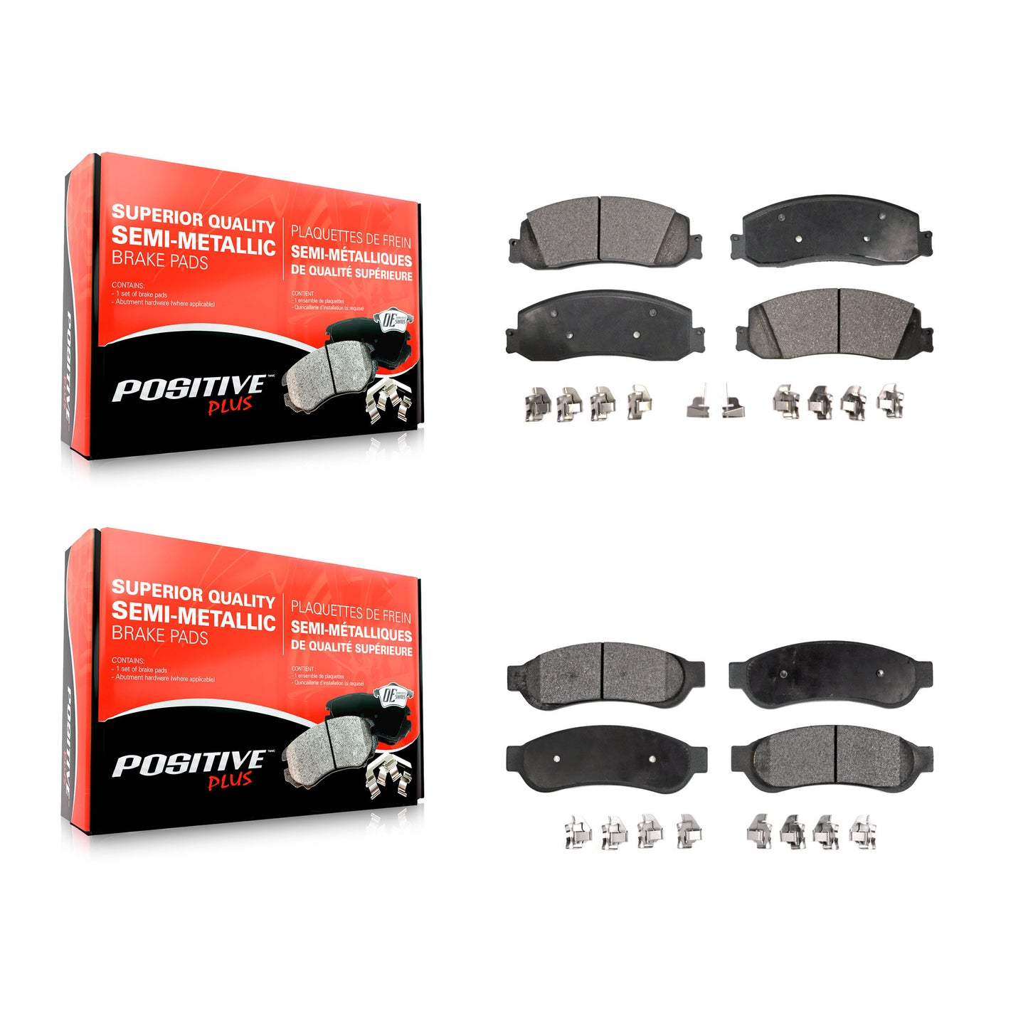 [Avant + Arrière] Kit de plaquette (semi-métallique) de frein pour Ford F-250 Super Duty F-350 F-450 KPF-100245