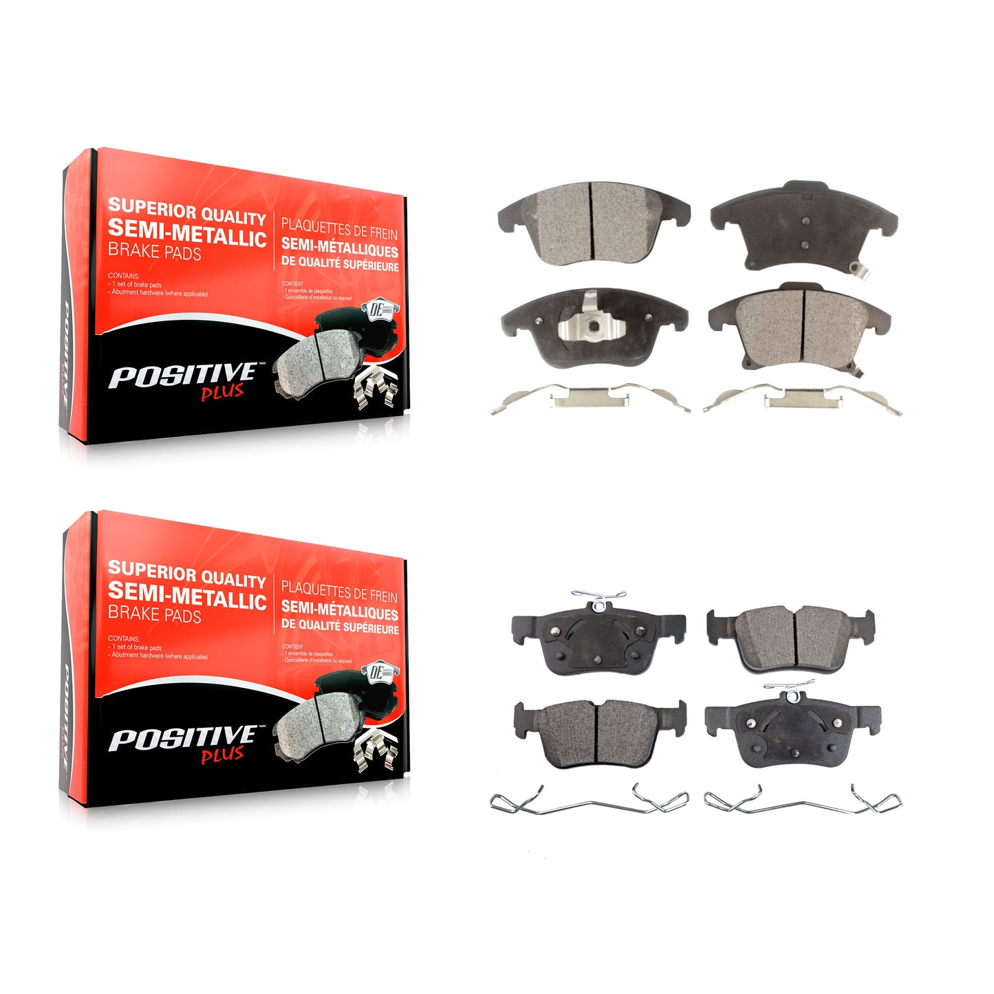 [Avant + Arrière] Kit de plaquette (semi-métallique) de frein pour Ford Fusion Lincoln MKZ Police Responder Hybrid SSV Plug-In KPF-100251