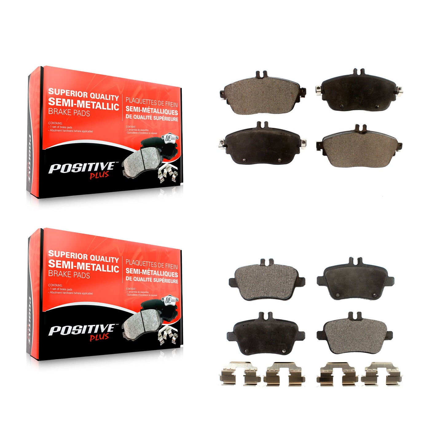 [Avant + Arrière] Kit de plaquette (semi-métallique) de frein pour Mercedes-Benz GLA250 CLA250 INFINITI QX30 B Electric Drive B250e B250 KPF-100257