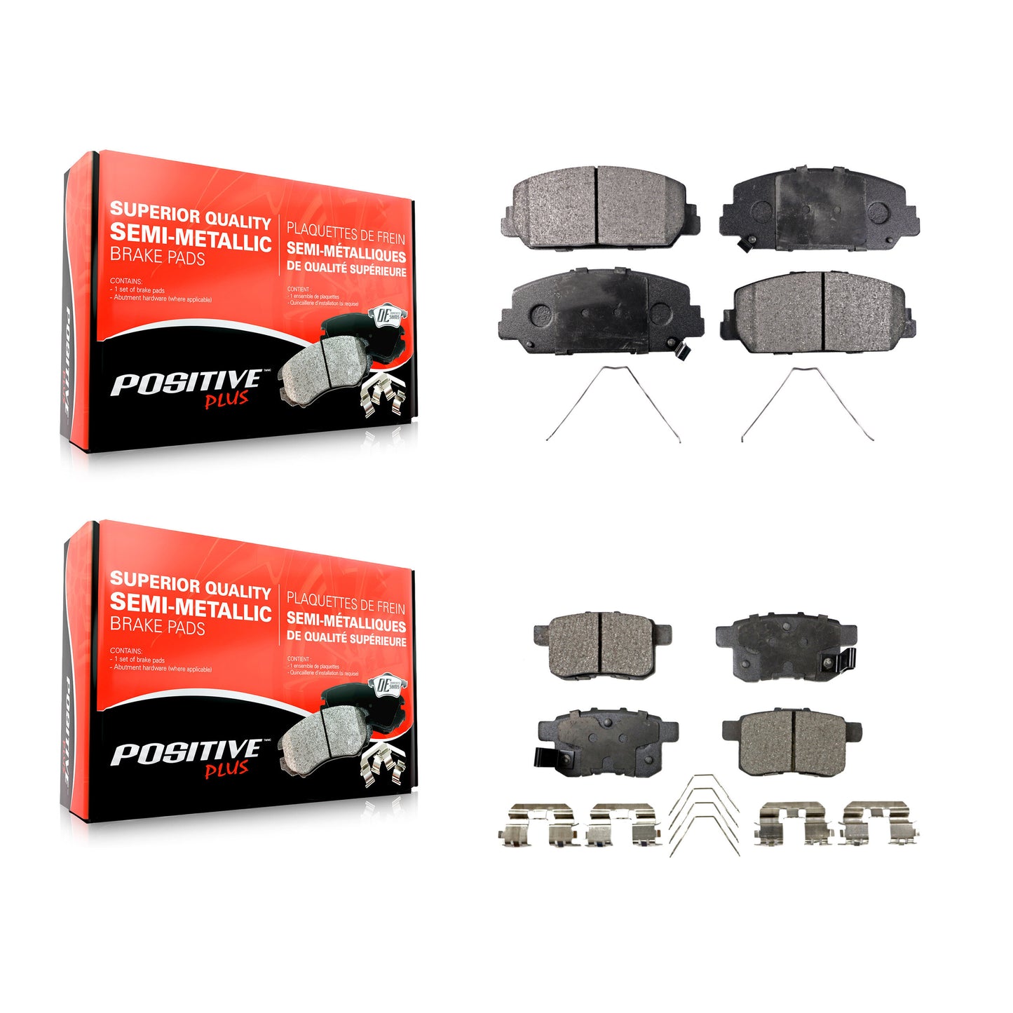 [Avant + Arrière] Kit de plaquette (semi-métallique) de frein pour Honda Accord KPF-100259