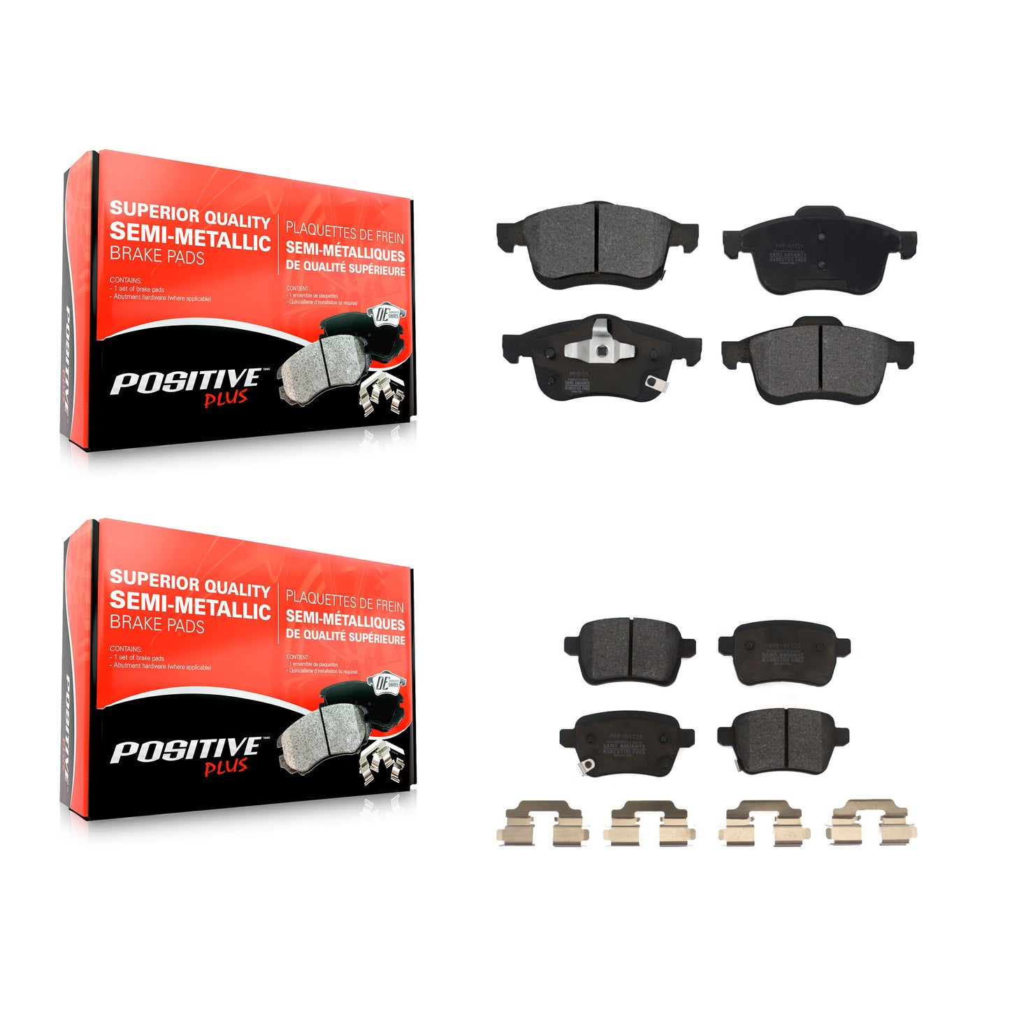 [Avant + Arrière] Kit de plaquette (semi-métallique) de frein pour 2014-2020 Fiat 500L KPF-100264