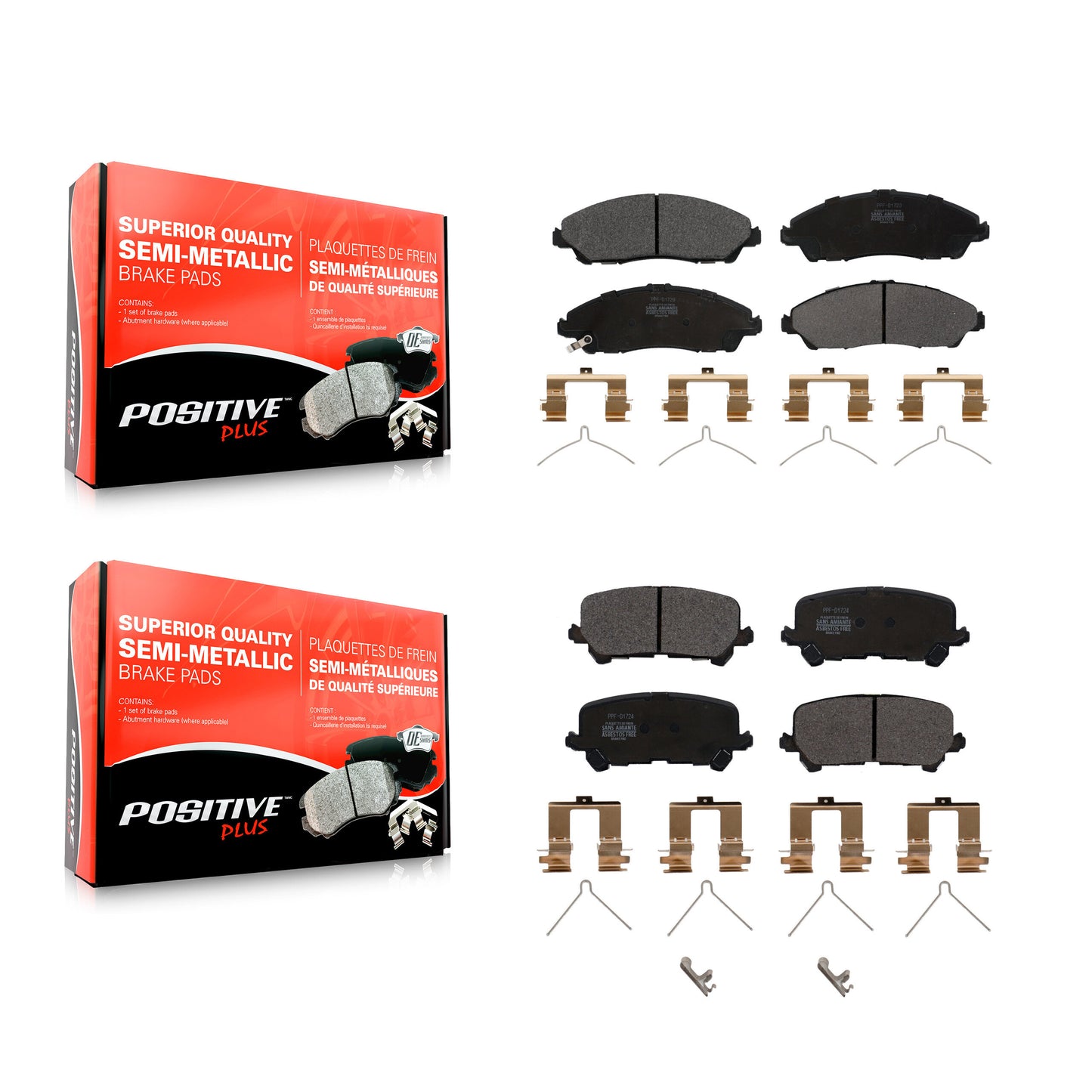 [Avant + Arrière] Kit de plaquette (semi-métallique) de frein pour Honda Pilot Acura MDX Ridgeline KPF-100266