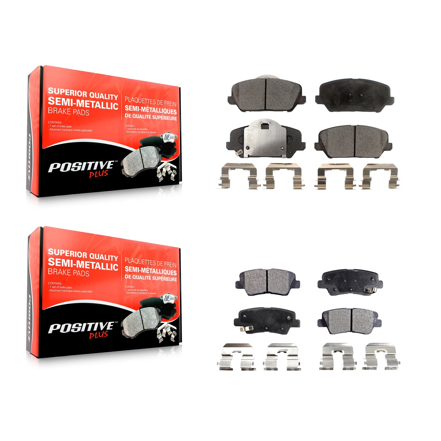 [Avant + Arrière] Kit de plaquette (semi-métallique) de frein pour Kia Forte Forte5 Koup KPF-100269