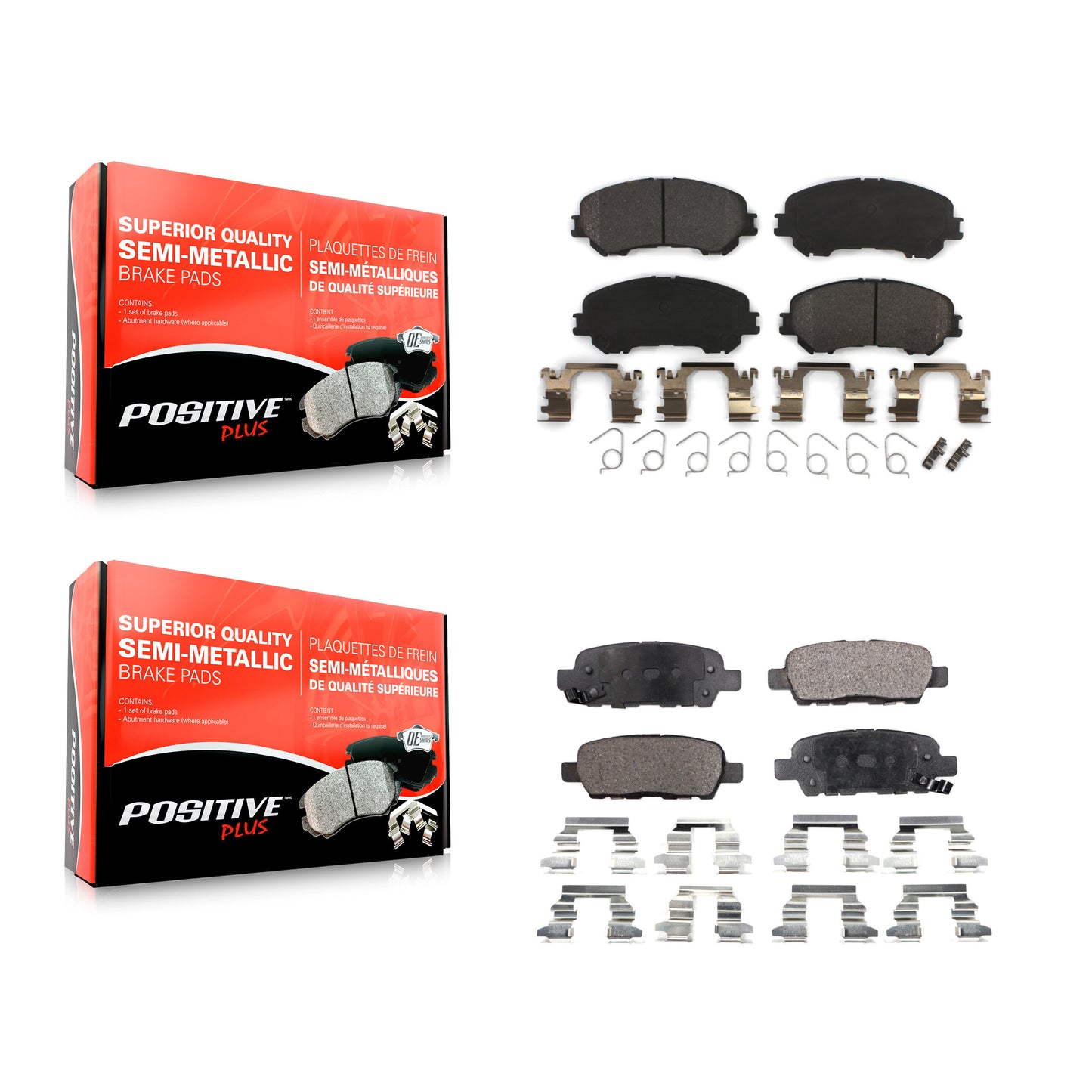[Avant + Arrière] Kit de plaquette (semi-métallique) de frein pour Nissan Rogue Sport Qashqai KPF-100271