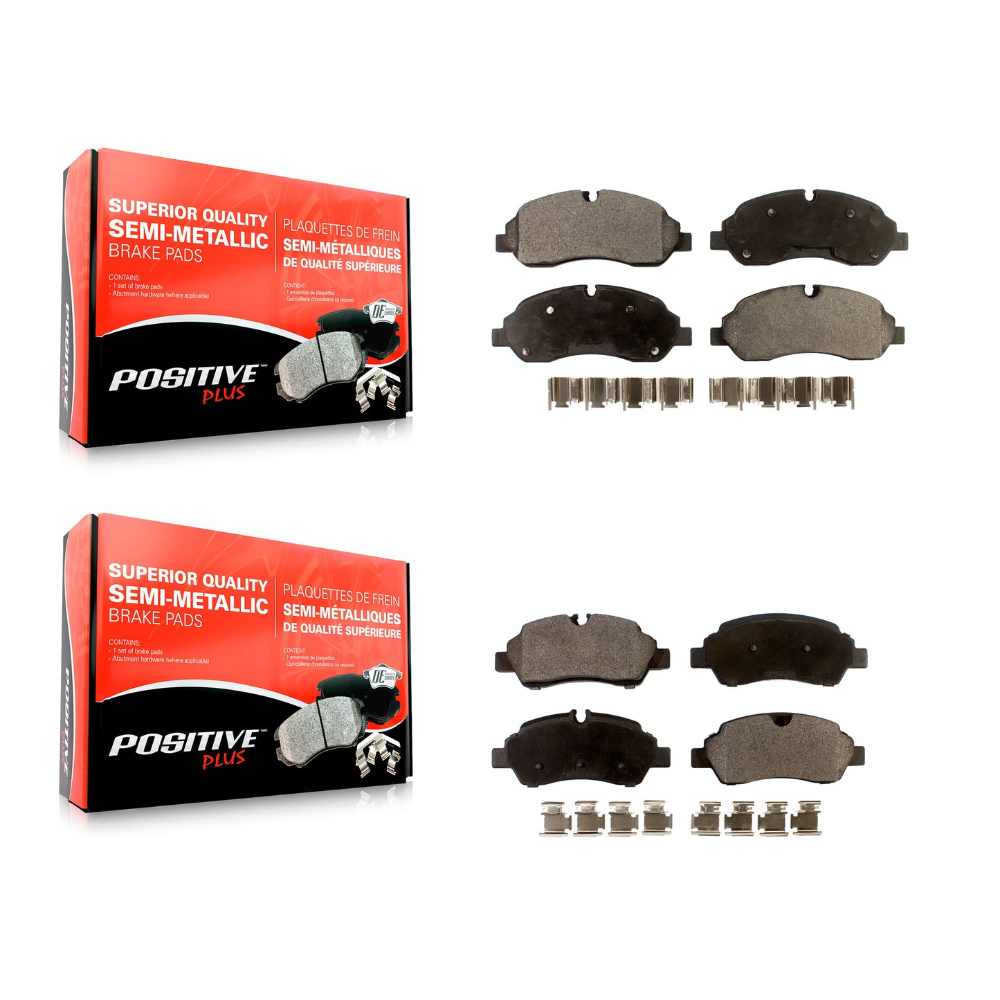 [Avant + Arrière] Kit de plaquette (semi-métallique) de frein pour Ford Transit-250 Transit-350 Transit-150 HD KPF-100273