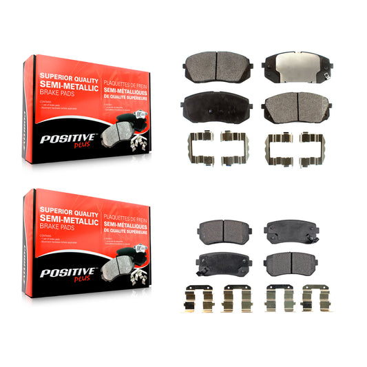 [Avant + Arrière] Kit de plaquette (semi-métallique) de frein pour 2015 Hyundai Sonata GAS engine avec Manual Parking KPF-100275