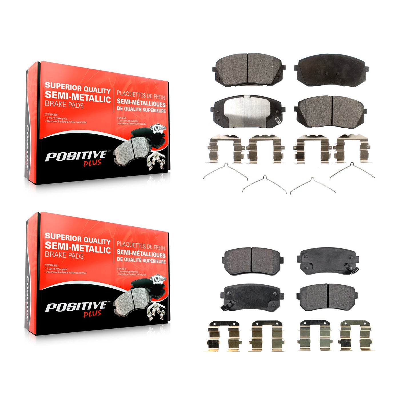 [Avant + Arrière] Kit de plaquette (semi-métallique) de frein pour 2015-2016 Hyundai Sonata GAS engine avec Manual Parking KPF-100277