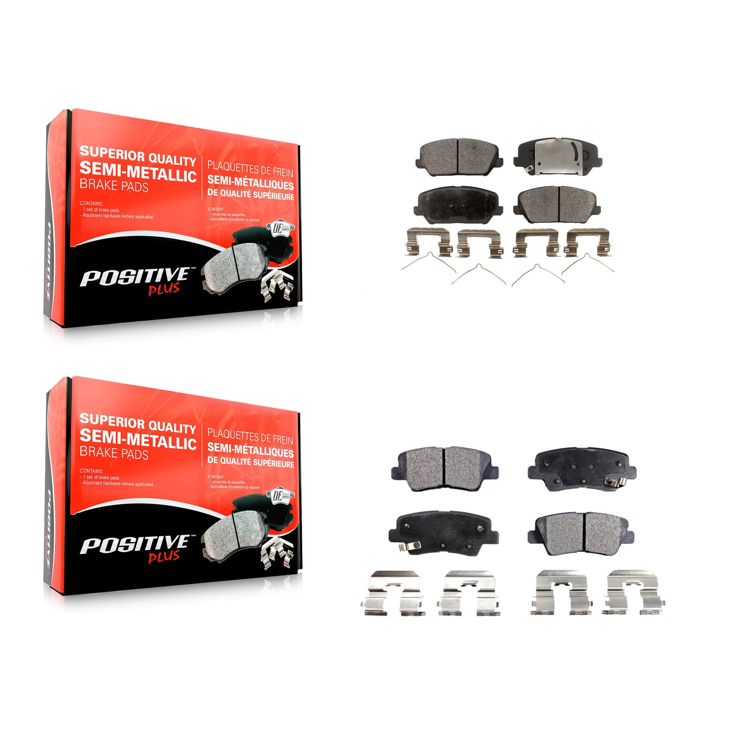 [Avant + Arrière] Kit de plaquette (semi-métallique) de frein pour Kia Forte Forte5 SX KPF-100279