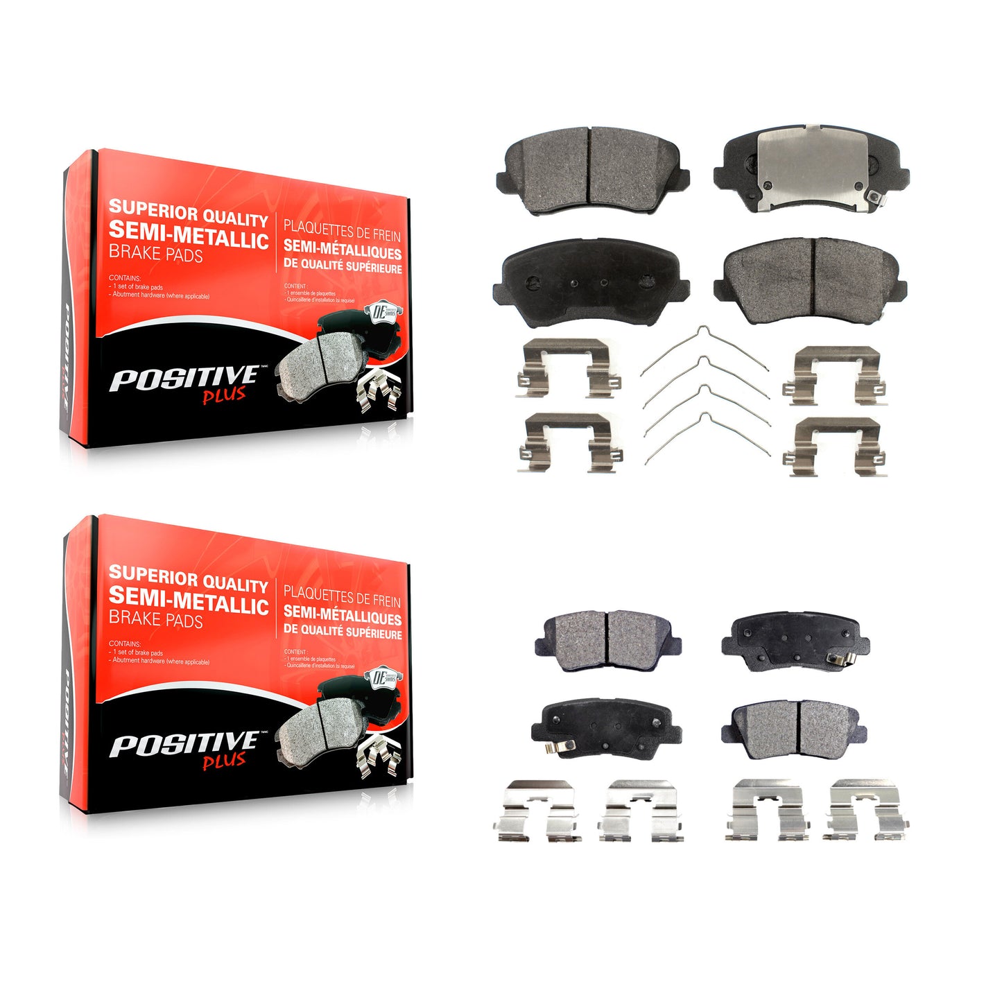 [Avant + Arrière] Kit de plaquette (semi-métallique) de frein pour Kia Forte Hyundai Elantra GT Forte5 Koup KPF-100280
