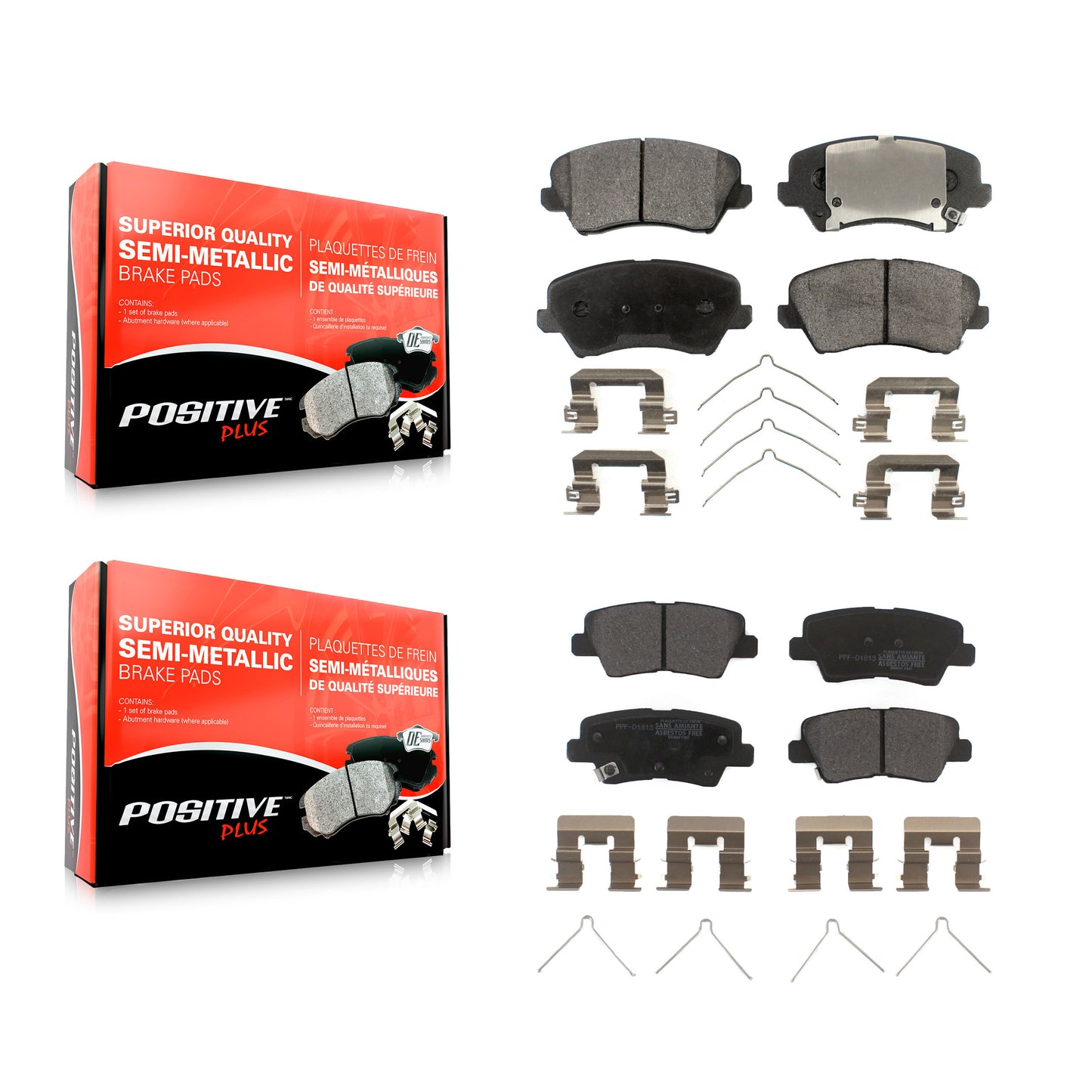 [Avant + Arrière] Kit de plaquette (semi-métallique) de frein pour Hyundai Veloster Elantra GT KPF-100281