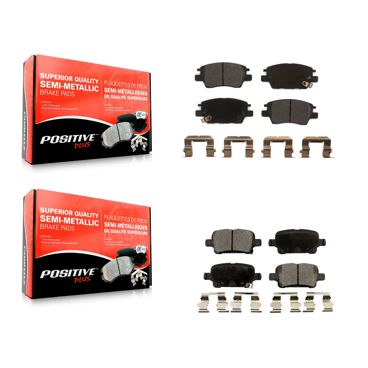 [Avant + Arrière] Kit de plaquette (semi-métallique) de frein pour Chevrolet Cruze Volt Bolt EV EUV KPF-100282