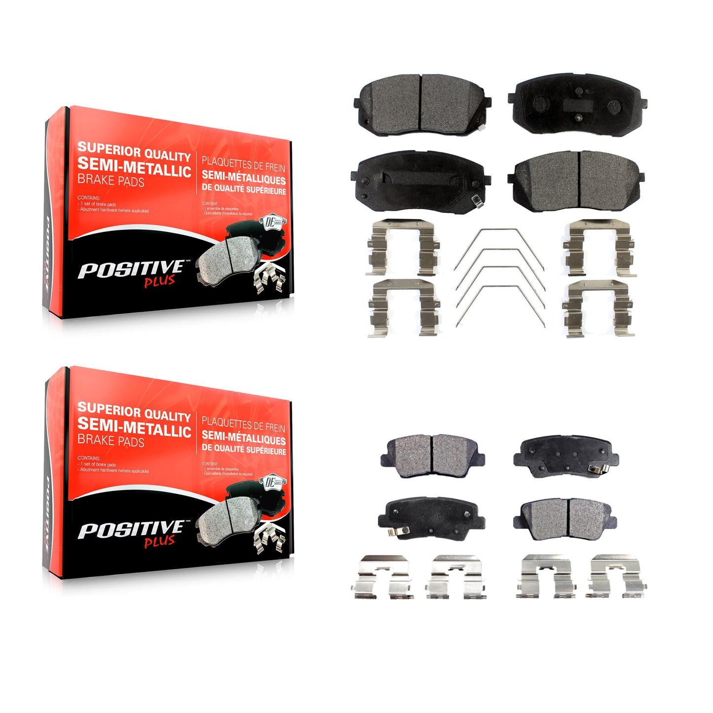 [Avant + Arrière] Kit de plaquette (semi-métallique) de frein pour 2016 Hyundai Sonata GAS engine avec Electric Parking KPF-100285