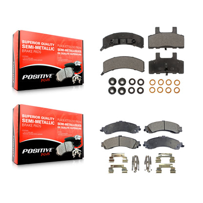[Avant + Arrière] Kit de plaquette (semi-métallique) de frein pour 2000 GMC Yukon Drum rear brakes avec Dual Piston Caliper KPF-100296
