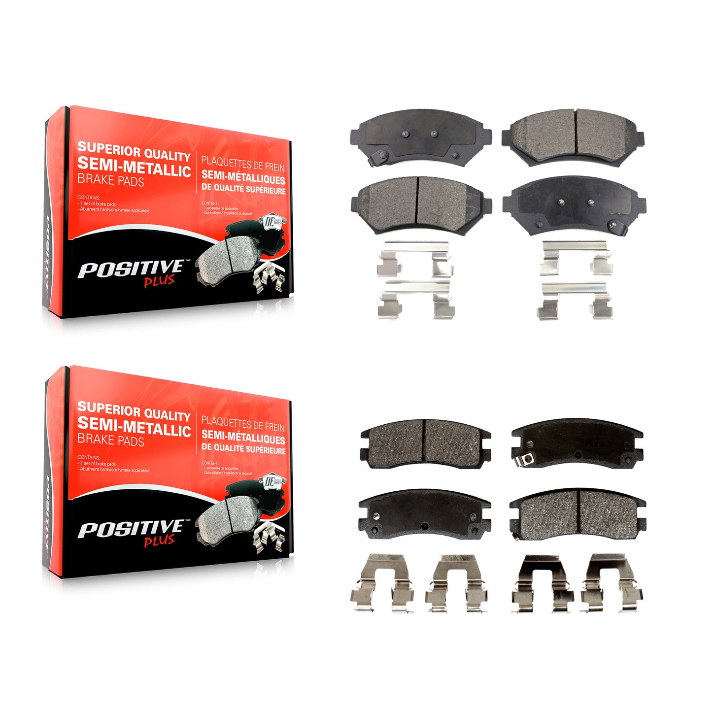 [Avant + Arrière] Kit de plaquette (semi-métallique) de frein pour Chevrolet Impala Buick Century Pontiac Grand Prix Venture Monte Carlo Regal Oldsmobile Intrigue Montana KPF-100331