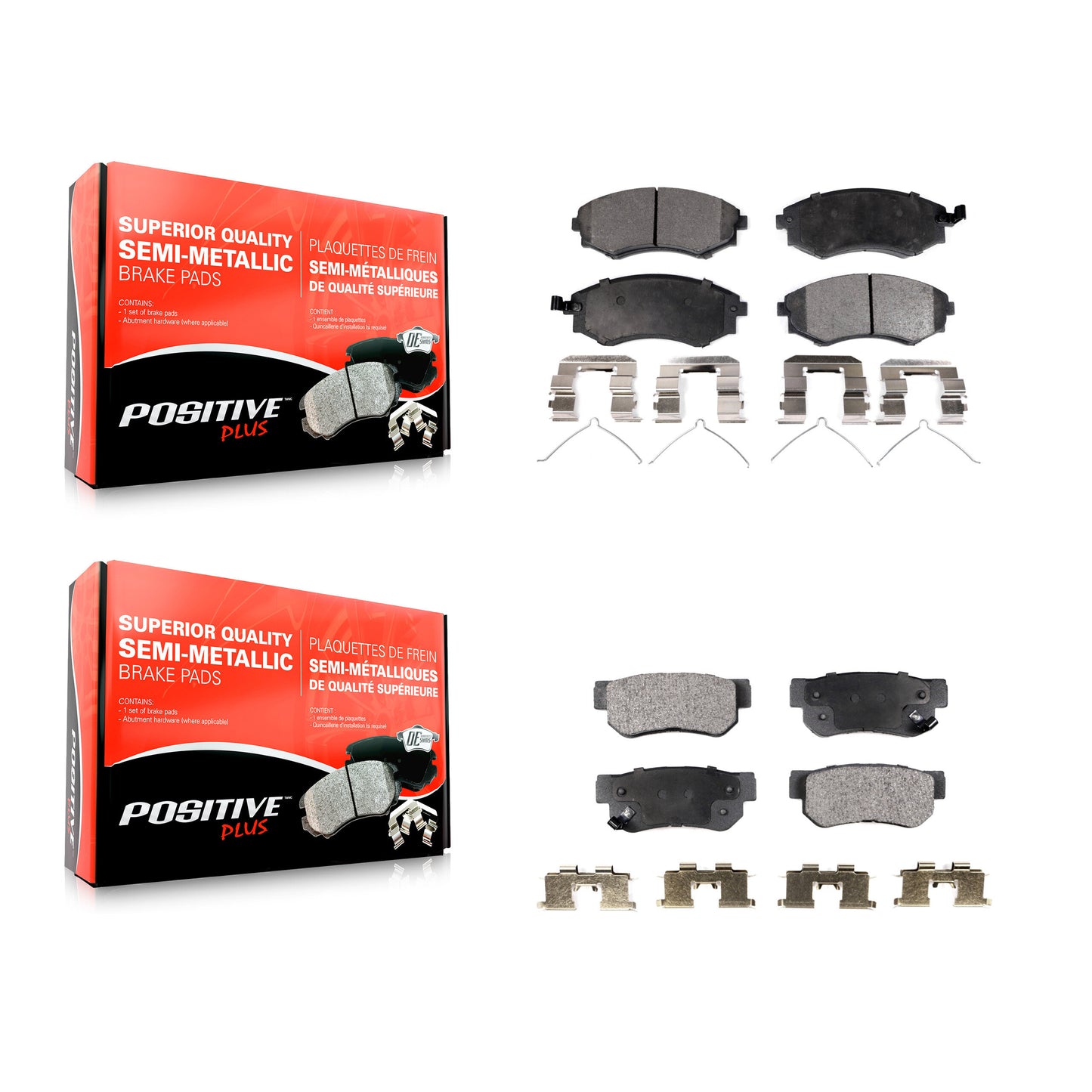 [Avant + Arrière] Kit de plaquette (semi-métallique) de frein pour Hyundai Sonata Kia Optima Magentis KPF-100334