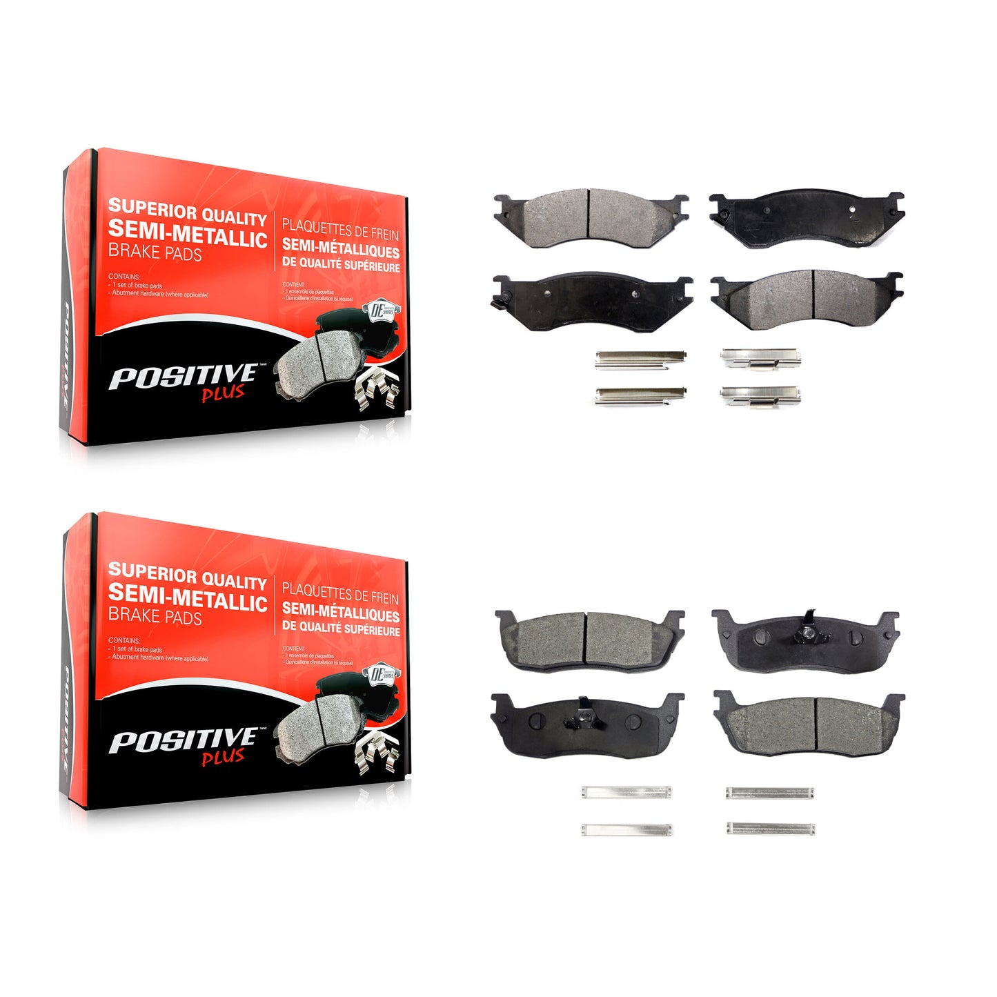 [Avant + Arrière] Kit de plaquette (semi-métallique) de frein pour Ford F-150 Expedition F-250 HD Lincoln Navigator Heritage KPF-100335