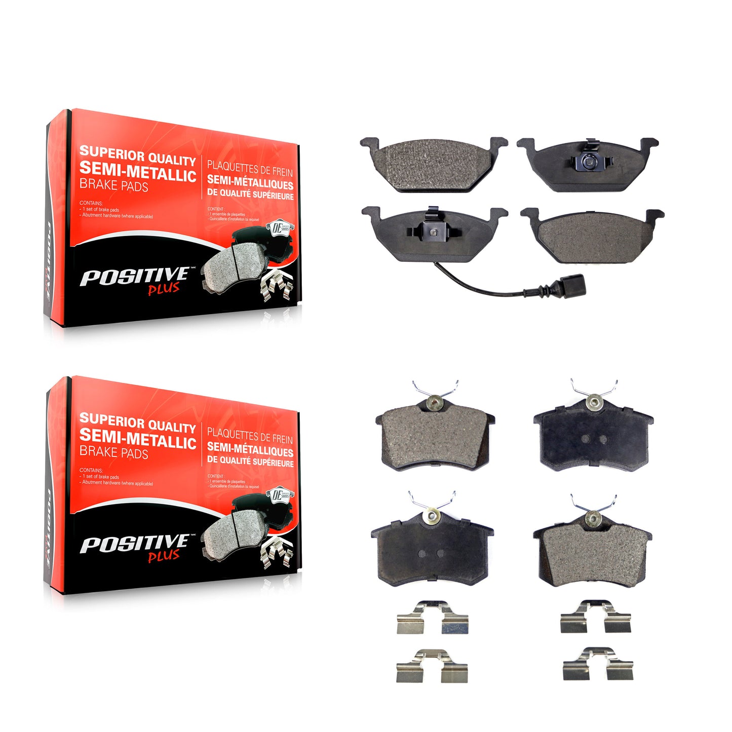 [Avant + Arrière] Kit de plaquette (semi-métallique) de frein pour Volkswagen Beetle Jetta KPF-100346