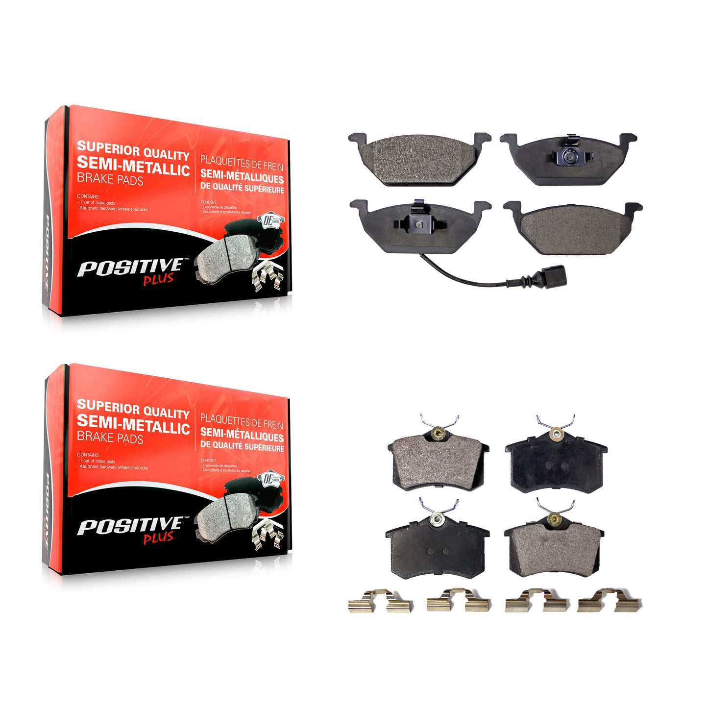 [Avant + Arrière] Kit de plaquette (semi-métallique) de frein pour Volkswagen Jetta Beetle Golf City KPF-100347
