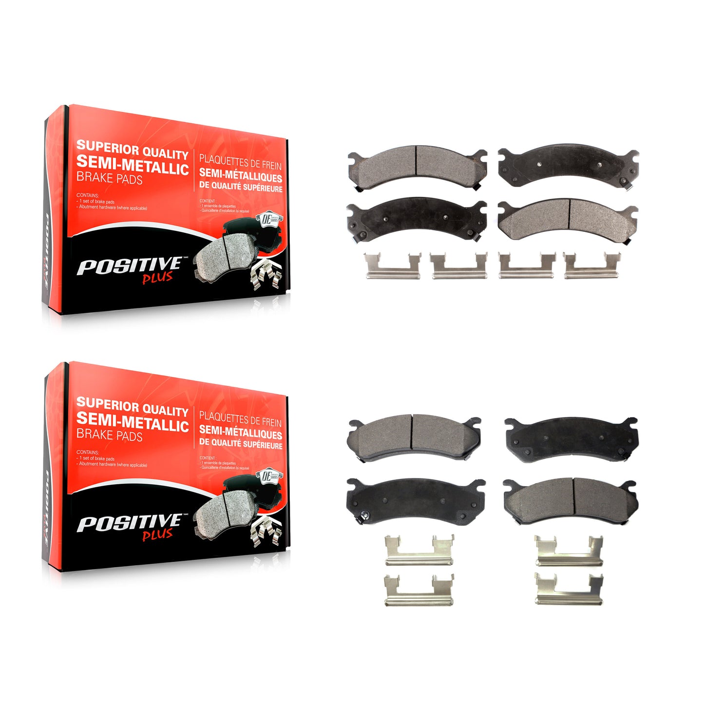 [Avant + Arrière] Kit de plaquette (semi-métallique) de frein pour Chevrolet Silverado 2500 HD GMC Sierra 3500 Hummer H2 Classic 1500 Suburban Yukon XL Avalanche KPF-100350
