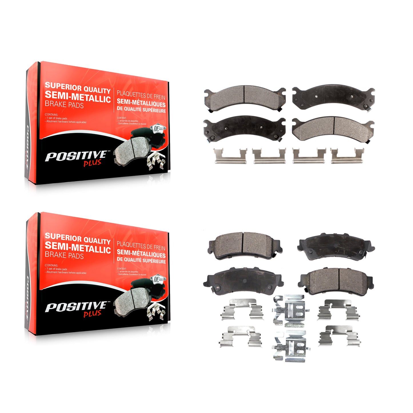 [Avant + Arrière] Kit de plaquette (semi-métallique) de frein pour Cadillac DeVille DTS Chevrolet Silverado 3500 GMC Sierra KPF-100351