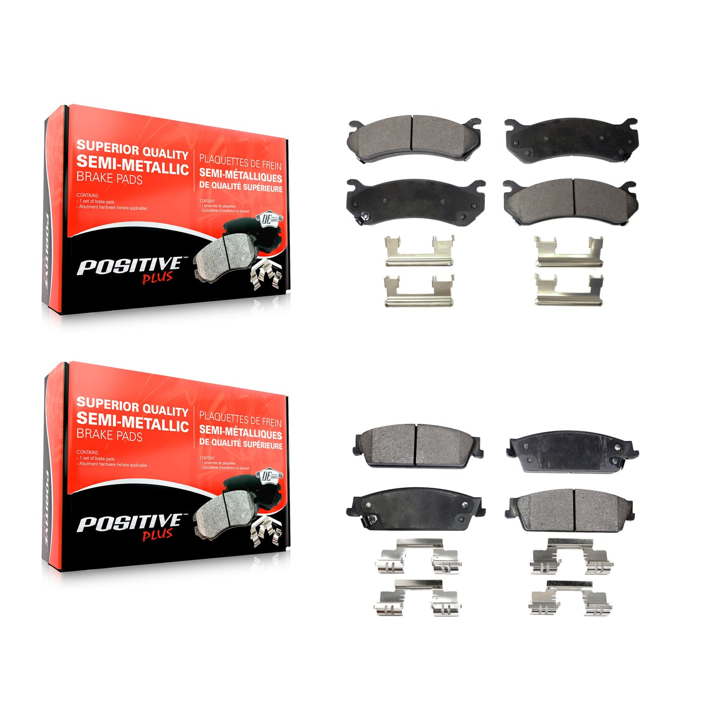 [Avant + Arrière] Kit de plaquette (semi-métallique) de frein pour 2007 Chevrolet Silverado 1500 Disc rear brakes KPF-100354