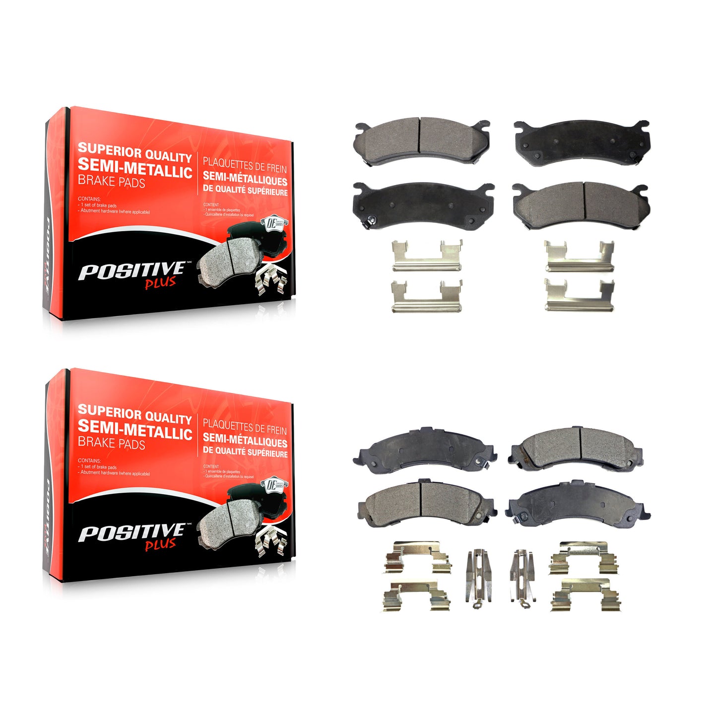 [Avant + Arrière] Kit de plaquette (semi-métallique) de frein pour Chevrolet Silverado 1500 GMC Tahoe Sierra Suburban Yukon Avalanche XL Cadillac Escalade ESV EXT KPF-100356