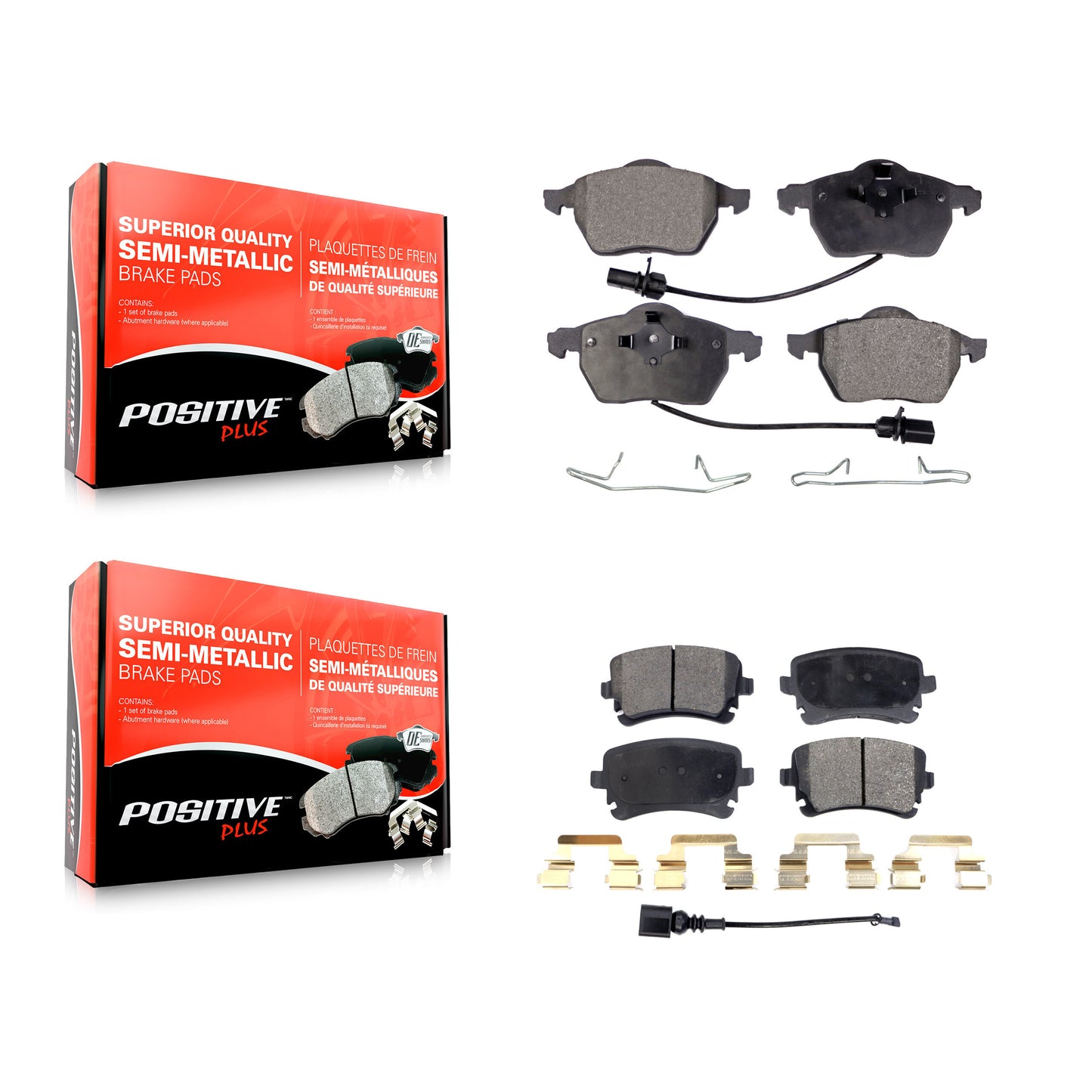 [Avant + Arrière] Kit de plaquette (semi-métallique) de frein pour 2003-2004 Audi RS6 avec 312mm Diameter Rotor KPF-100378