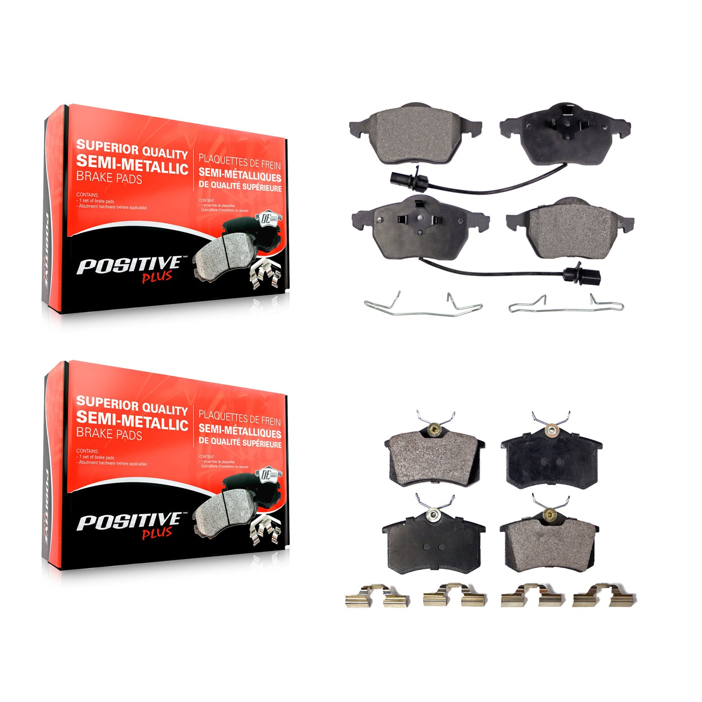 [Avant + Arrière] Kit de plaquette (semi-métallique) de frein pour Volkswagen Passat Audi A4 Quattro A6 S6 KPF-100381
