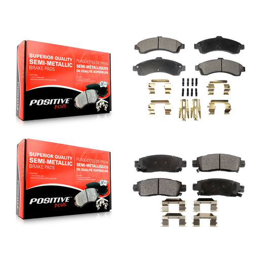 [Avant + Arrière] Kit de plaquette (semi-métallique) de frein pour Chevrolet Trailblazer GMC Envoy EXT XL Buick Rainier Oldsmobile Bravada XUV SSR Isuzu Ascender Saab 9-7x KPF-100405