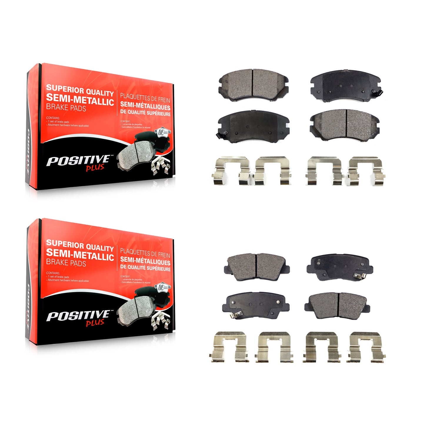 [Avant + Arrière] Kit de plaquette (semi-métallique) de frein pour Kia Hyundai Soul Sonata Elantra Amanti Azera KPF-100431