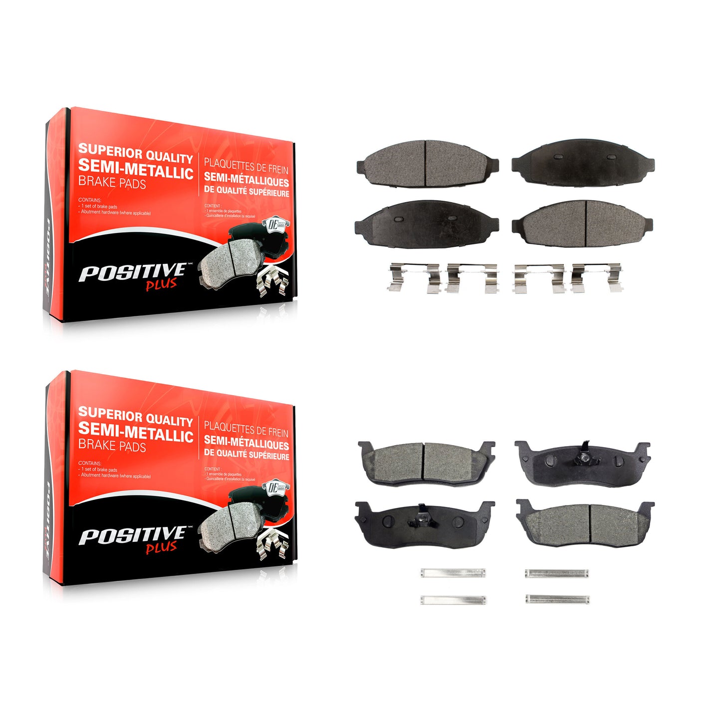 [Avant + Arrière] Kit de plaquette (semi-métallique) de frein pour 2003-2010 Lincoln Town Car Limousine KPF-100437