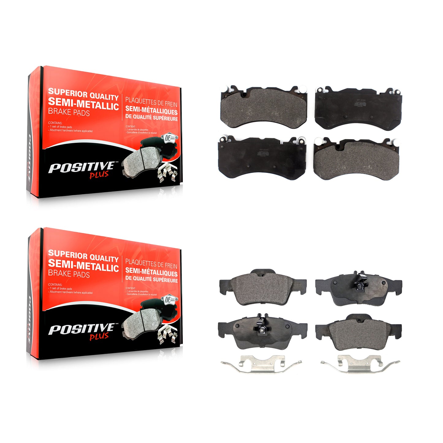 [Avant + Arrière] Kit de plaquette (semi-métallique) de frein pour 2010-2011 Mercedes-Benz SL65 AMG KPF-100463