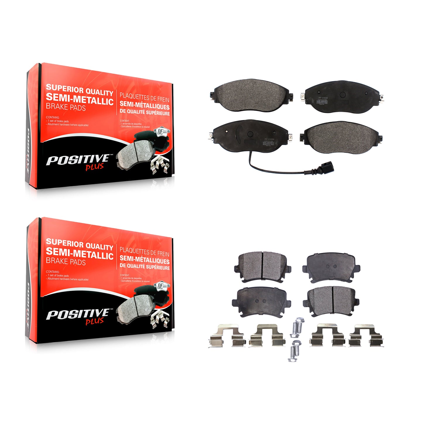 [Avant + Arrière] Kit de plaquette (semi-métallique) de frein pour Volkswagen GTI CC KPF-100470