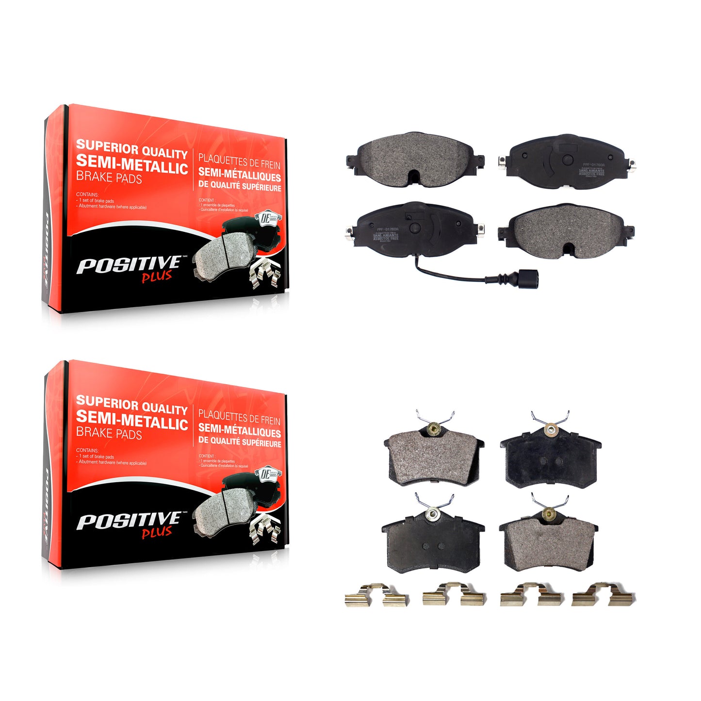[Avant + Arrière] Kit de plaquette (semi-métallique) de frein pour 2015 Volkswagen Golf SportWagen KPF-100481