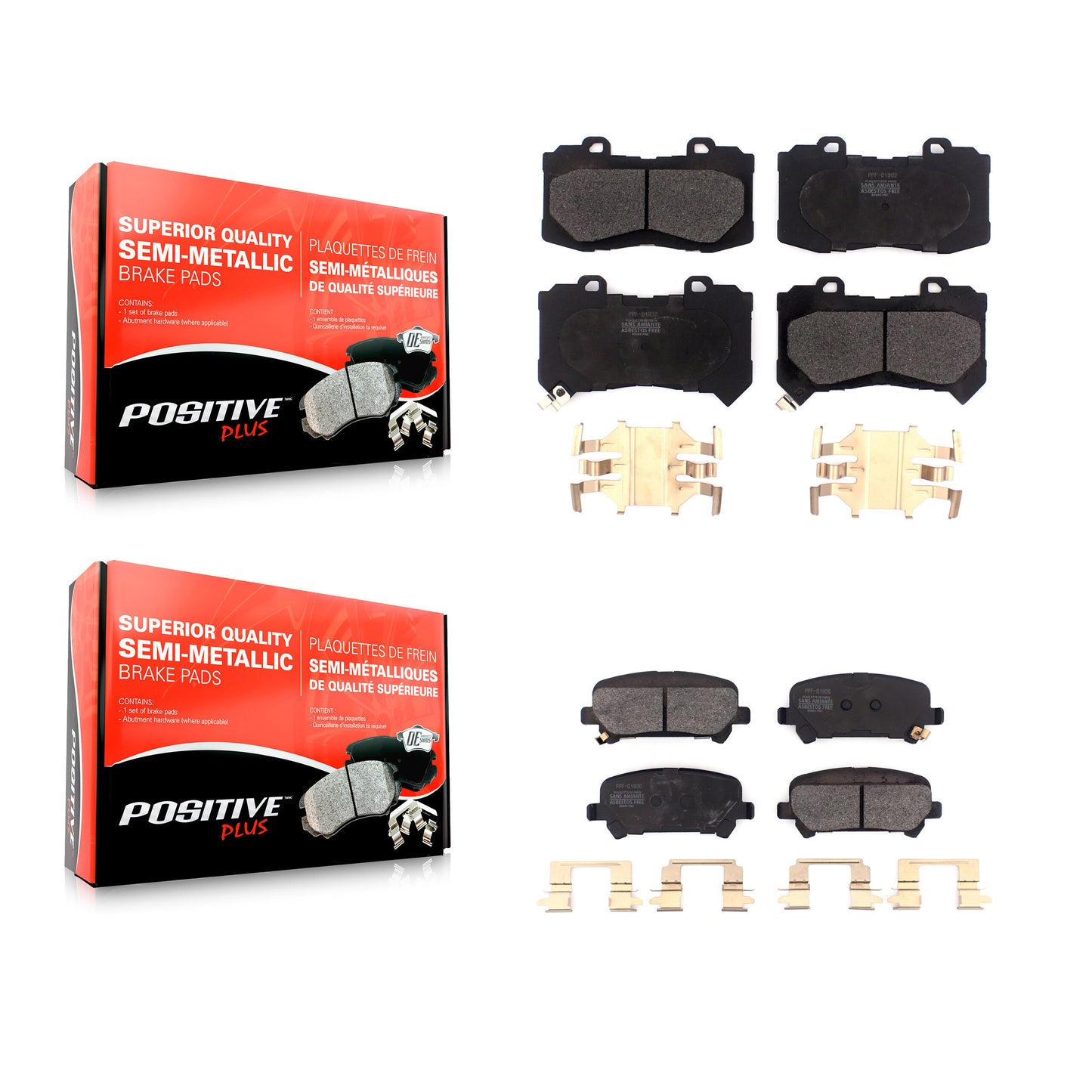 [Avant + Arrière] Kit de plaquette (semi-métallique) de frein pour 2015-2020 Chevrolet Colorado GMC Canyon KPF-100482
