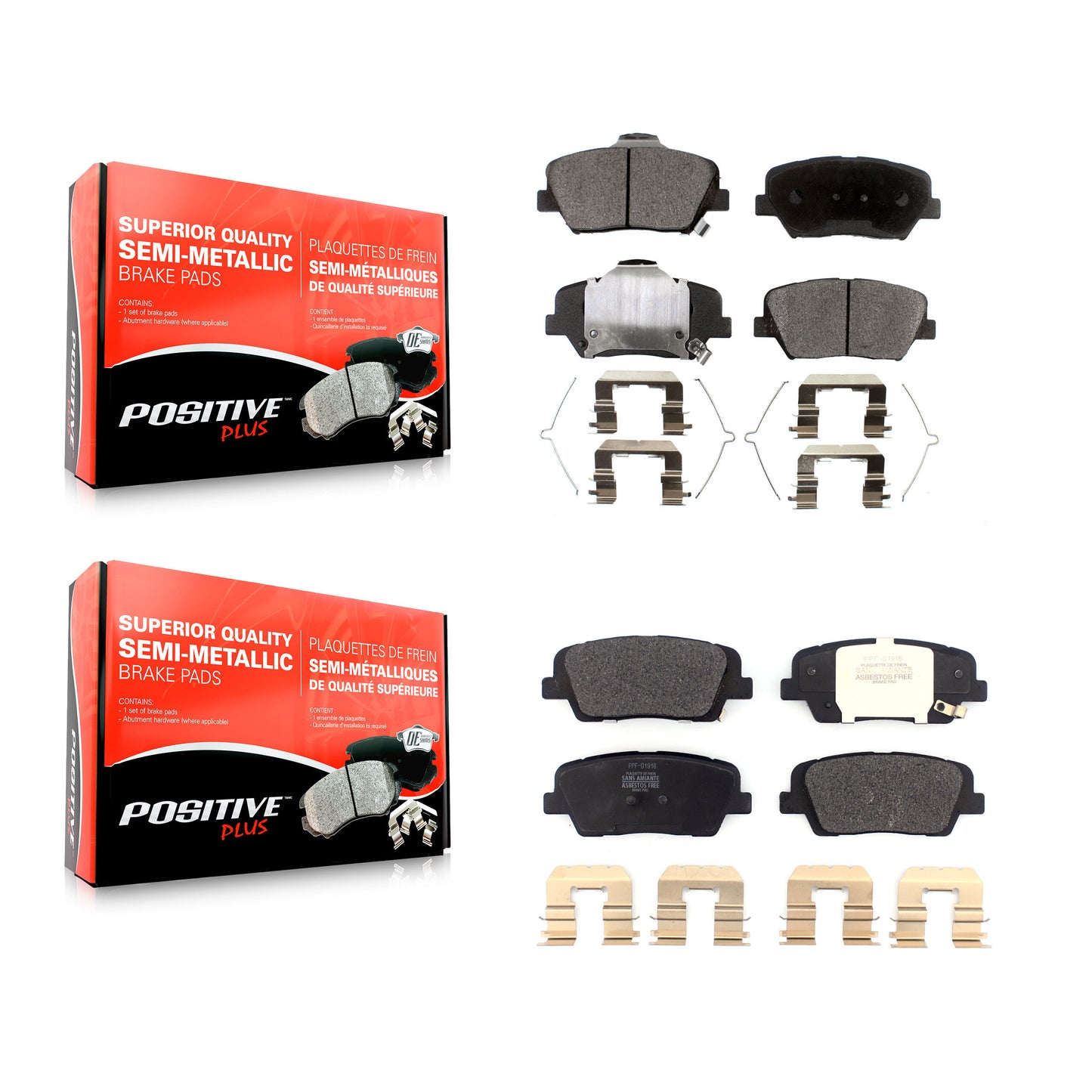 [Avant + Arrière] Kit de plaquette (semi-métallique) de frein pour Kia Sorento Hyundai Santa Fe Sport KPF-100485