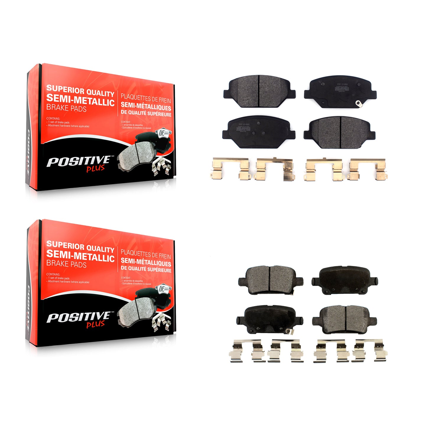[Avant + Arrière] Kit de plaquette (semi-métallique) de frein pour Chevrolet Equinox GMC Terrain Buick LaCrosse Regal TourX Sportback KPF-100490