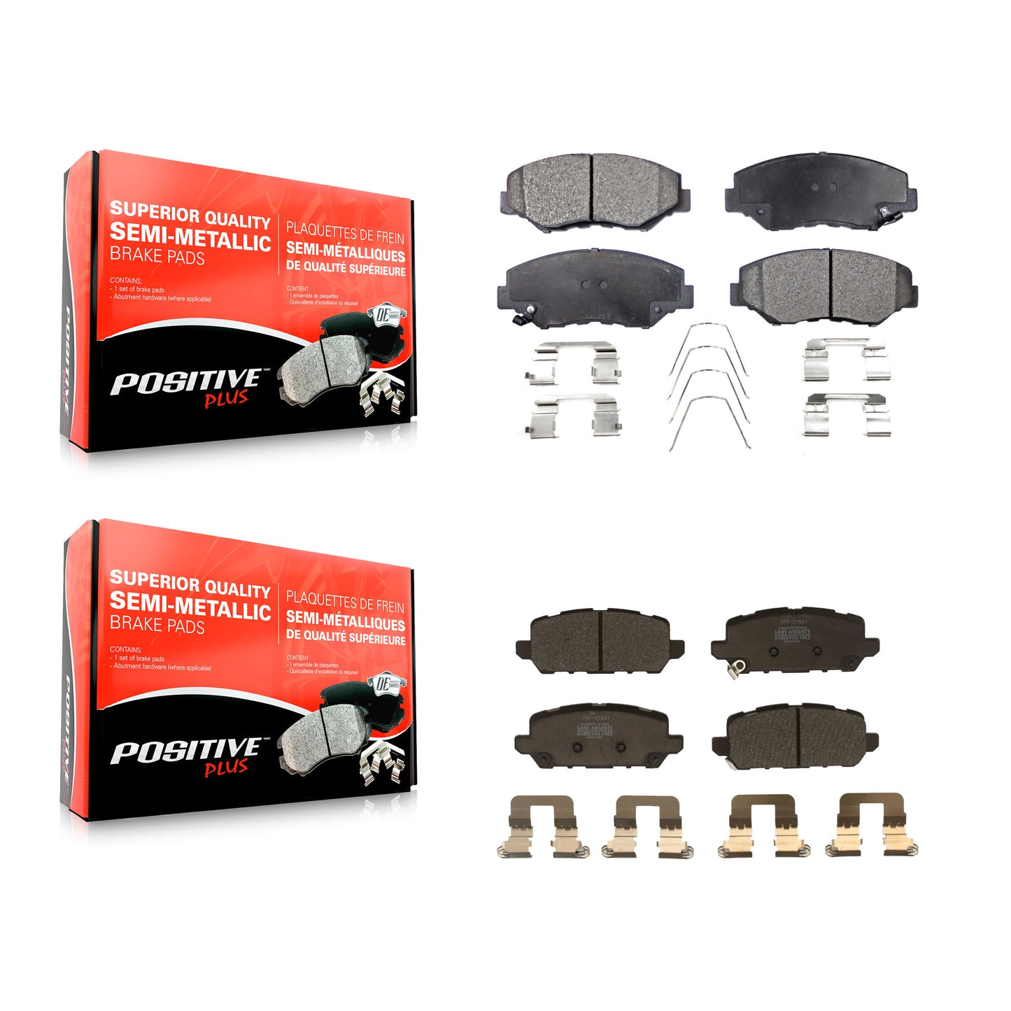 [Avant + Arrière] Kit de plaquette (semi-métallique) de frein pour 2016 Honda CR-Z KPF-100499