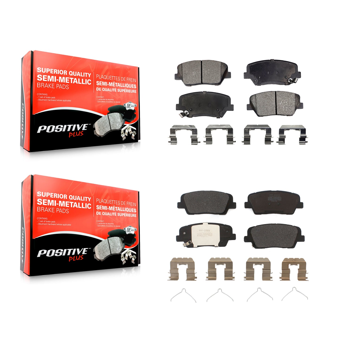[Avant + Arrière] Kit de plaquette (semi-métallique) de frein pour 2014-2015 Kia Sorento avec Red Painted Calipers KPF-100502