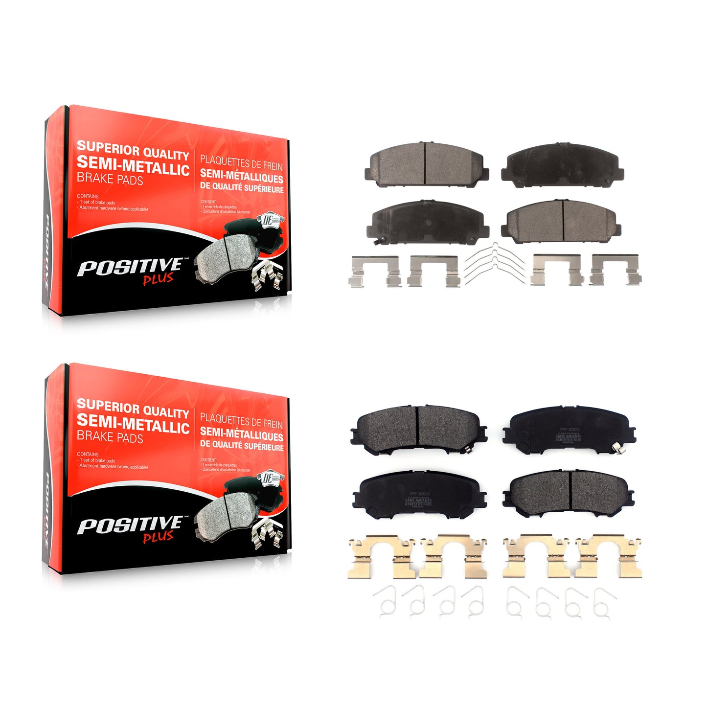 [Avant + Arrière] Kit de plaquette (semi-métallique) de frein pour 2017-2023 Nissan TITAN KPF-100523