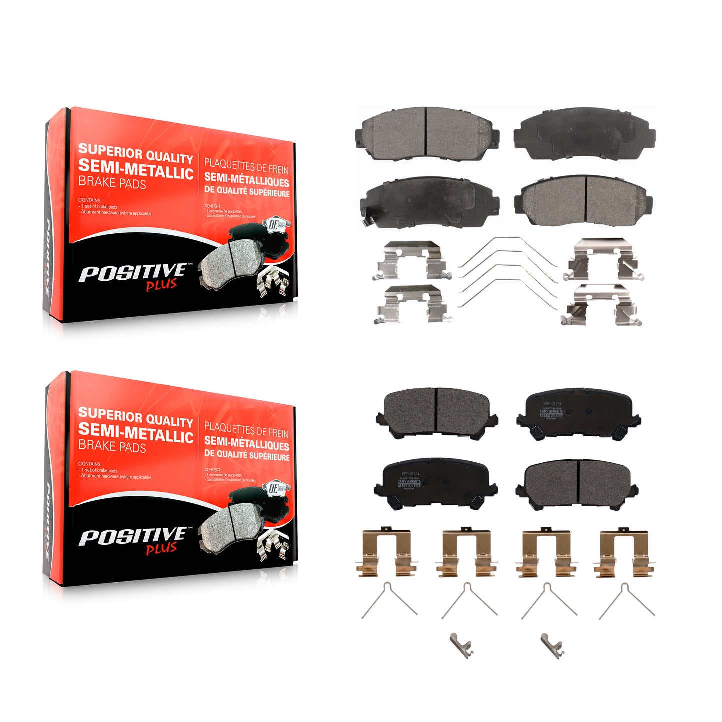 [Avant + Arrière] Kit de plaquette (semi-métallique) de frein pour 2019-2022 Honda Passport KPF-100524