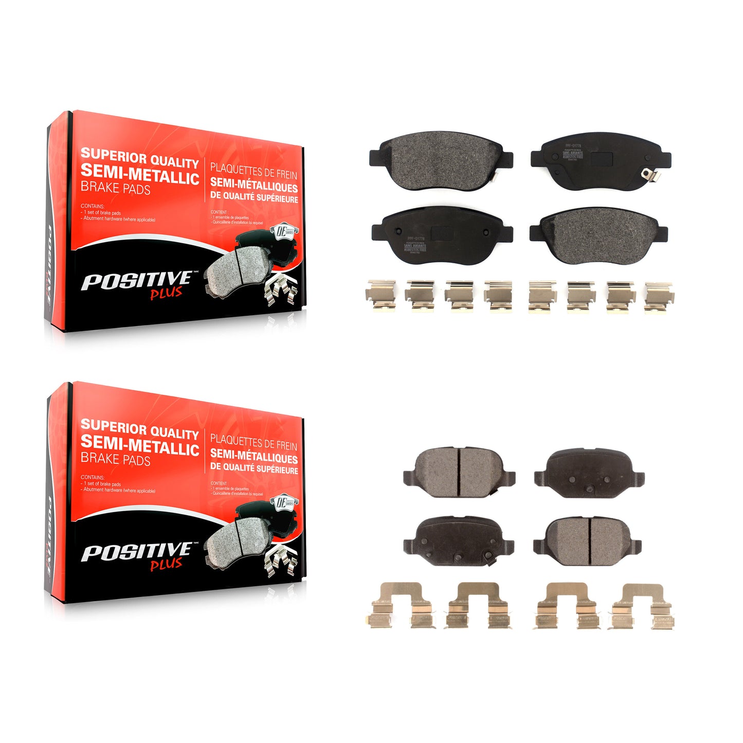 [Avant + Arrière] Kit de plaquette (semi-métallique) de frein pour Fiat 500 KPF-100528