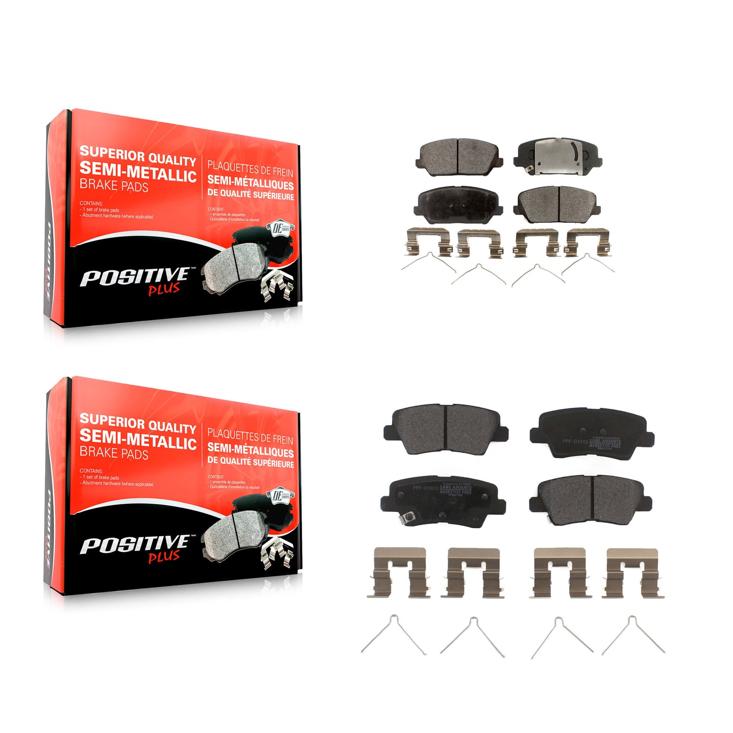 [Avant + Arrière] Kit de plaquette (semi-métallique) de frein pour Hyundai Veloster KPF-100533