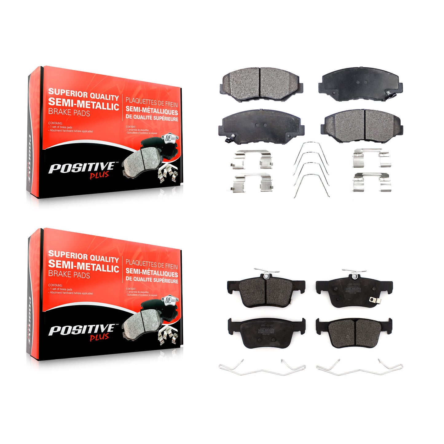[Avant + Arrière] Kit de plaquette (semi-métallique) de frein pour Honda Civic KPF-100545